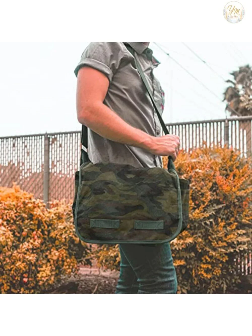 Vintage Heavyweight Cotton Canvas Messenger Bag with Padded Shoulder Strap
